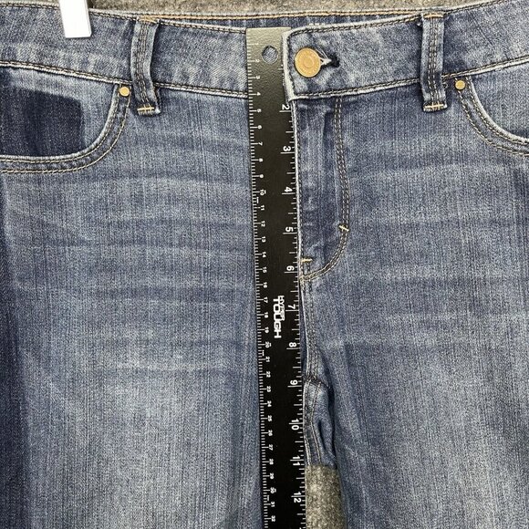 WHBM Jeans Womens 6 Straight Blue 2-Tone Multi‎ Wash Hi Low Raw Hem Cotton Blend - Picture 8 of 15
